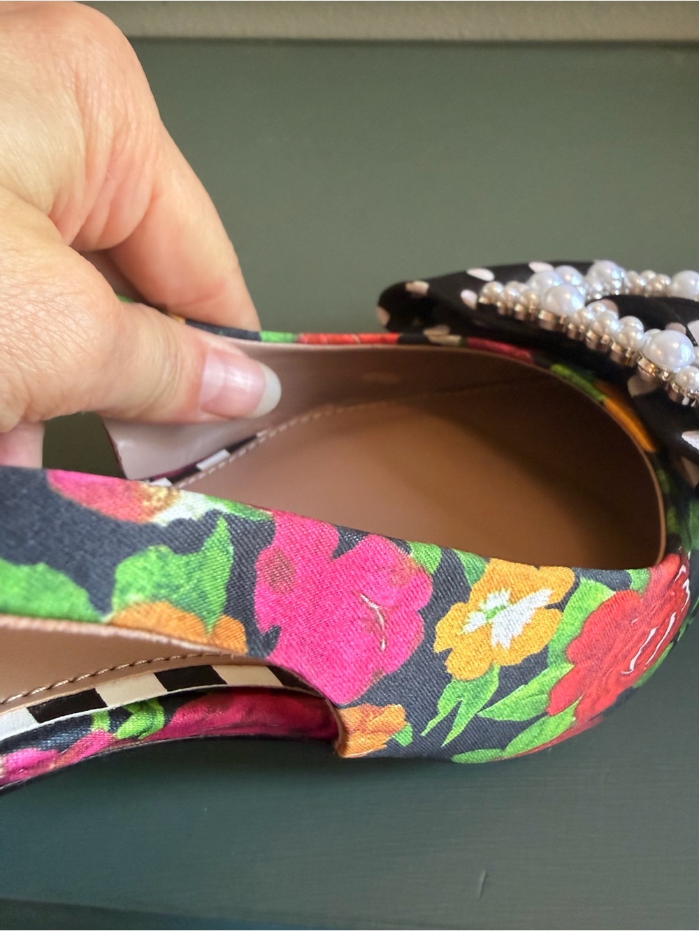 Betsey Johnson BIRDIE Floral Polka Dot Slingback Heels - Picture 9 of 10